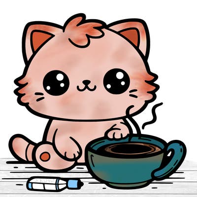 cat with coffee