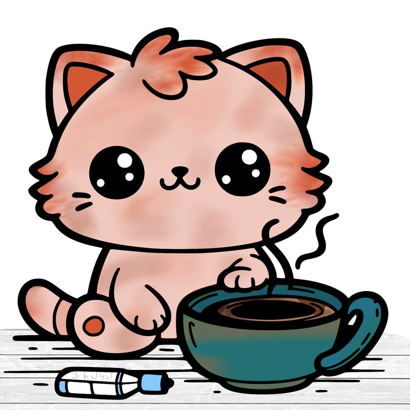 cat with coffee