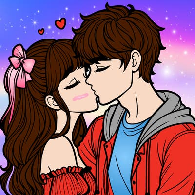 boyfriend and girlfriend kissing