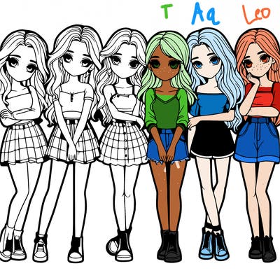 a group of girls realistic