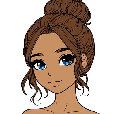 realistic pretty girl with hair in bun