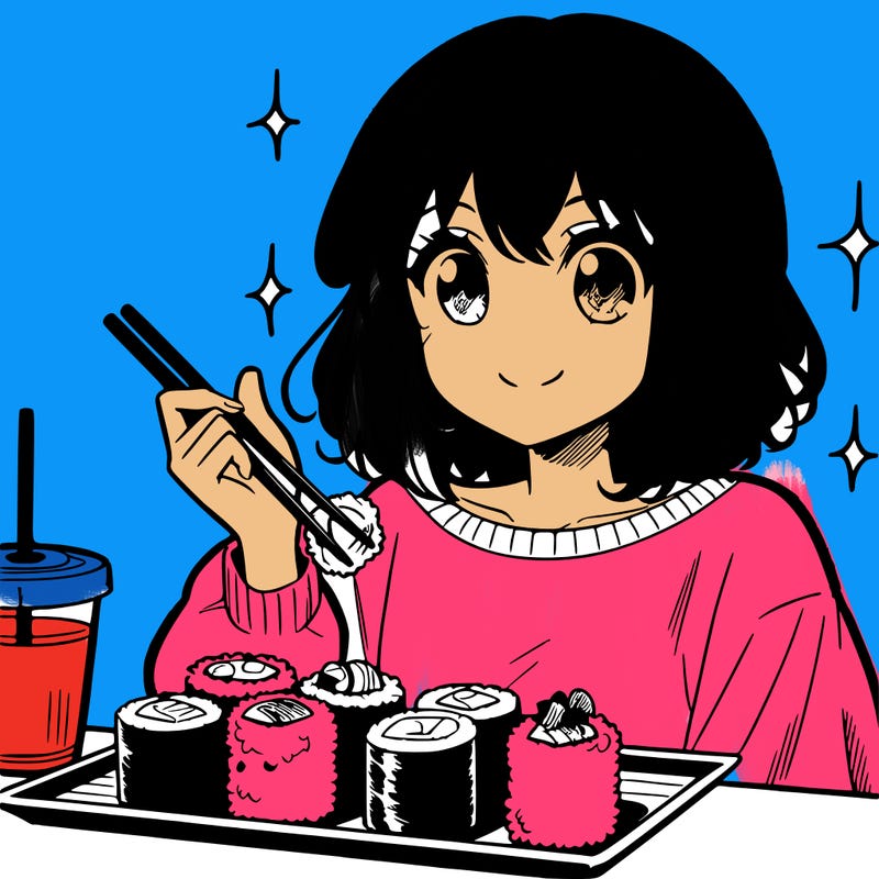 manga girl who loves sushi