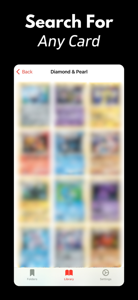 Searching for cards in the Diamond and Pearl set within the TCG Scanner library.