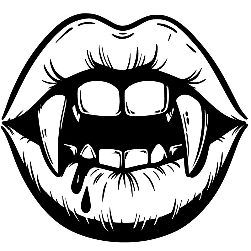 lips with vampire teeth