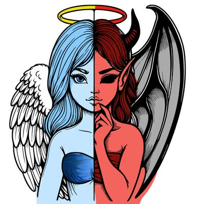 realistic angel half demon