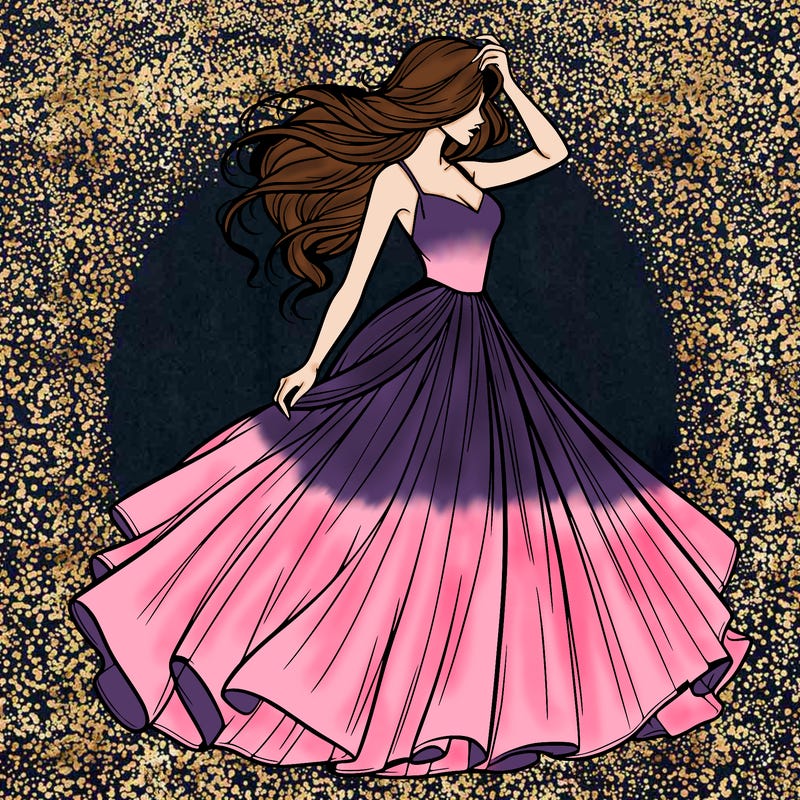 realistic woman with dress flowing in the wind