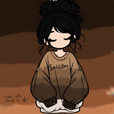 girl with baggy sweatshirt and messy bun