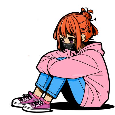 sad anime girl sitting alone