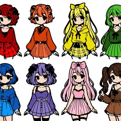 different anime girl styles