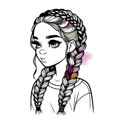 realistic girl with braids