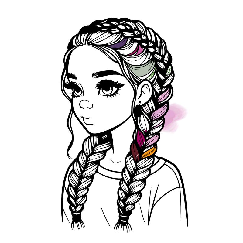 realistic girl with braids