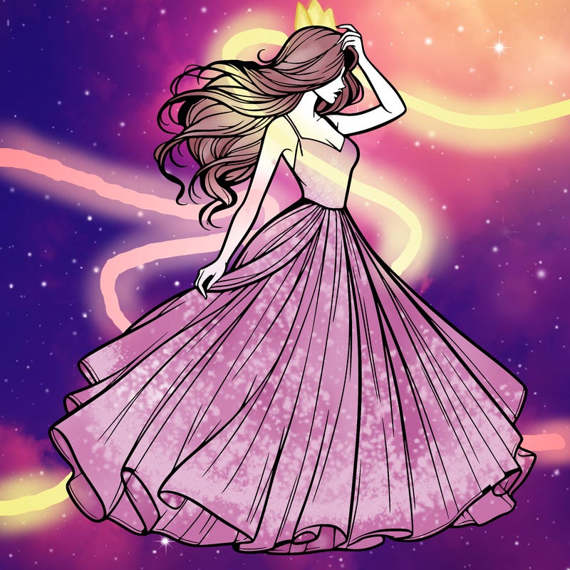 realistic woman with dress flowing in the wind