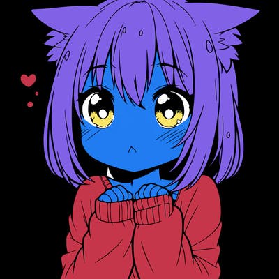 shy anime catgirl