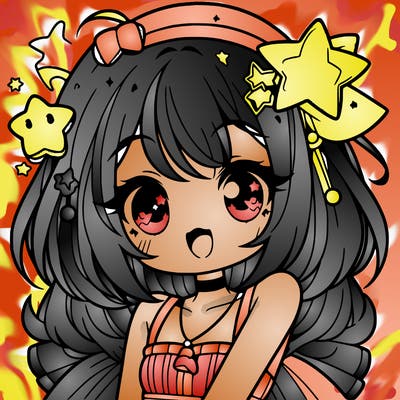 cute anime girl with star accessories