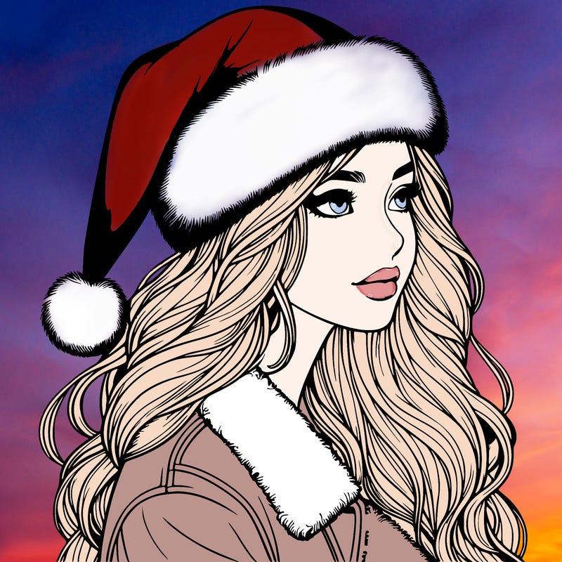 realistic girl in santa hat