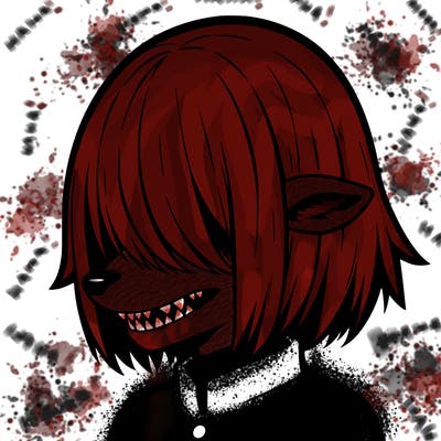 sharp teeth deer man with bob haircut