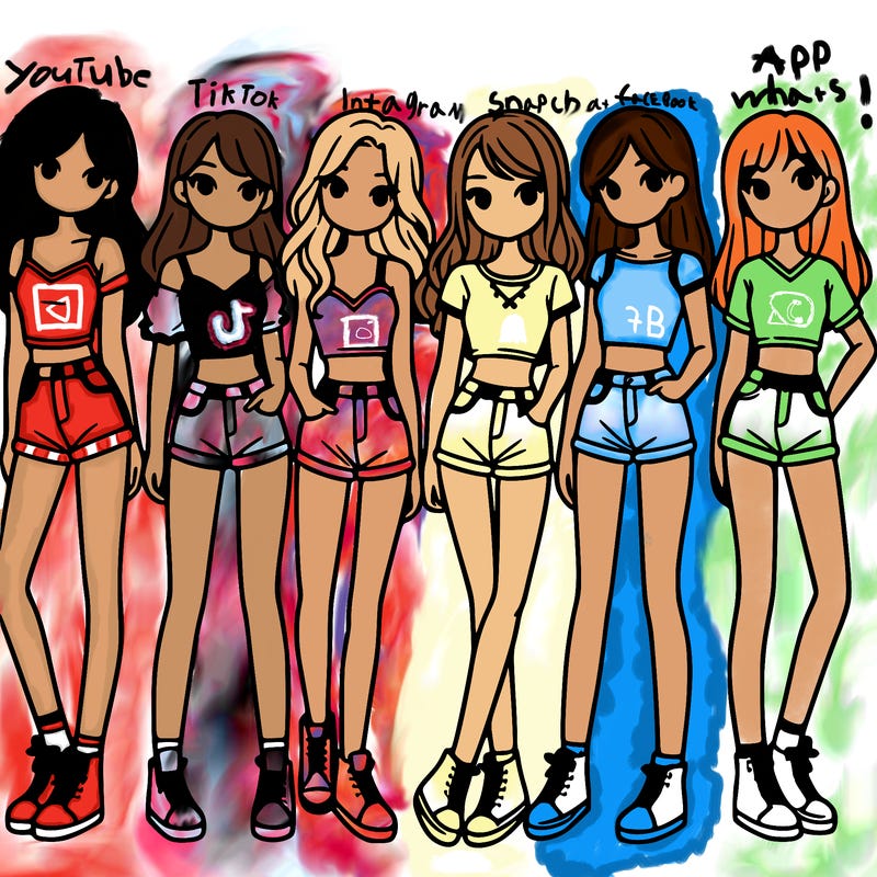 a group of girls wearing crop tops and shorts