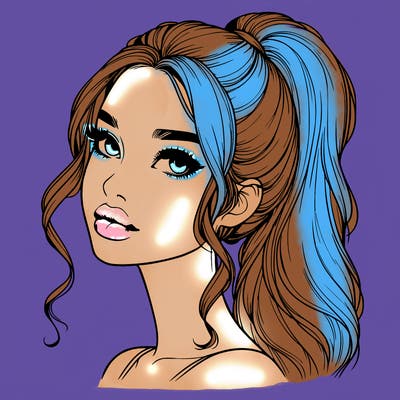 realistic girl with a ponytail on her hair and lips