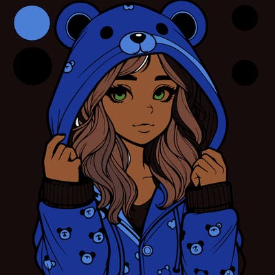 realistic girl in a animal pjs hoodie