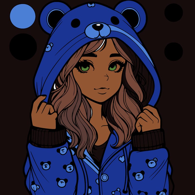 realistic girl in a animal pjs hoodie