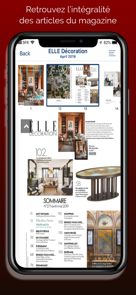 ELLE Décoration Magazine - Digital interface of ELLE Decoration Magazine app showing magazine pages and interior design content