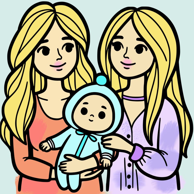 two women with their baby