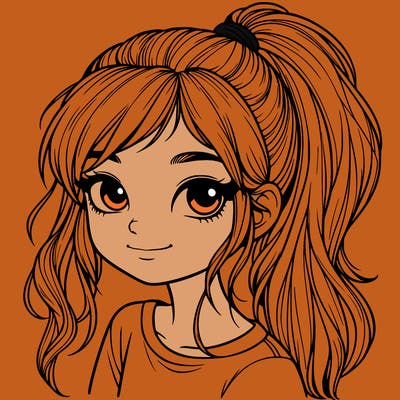 realistic girl with ponytail