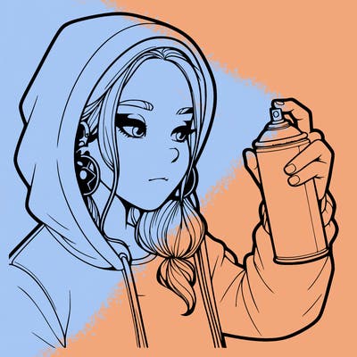 a realistic girl, spray painting