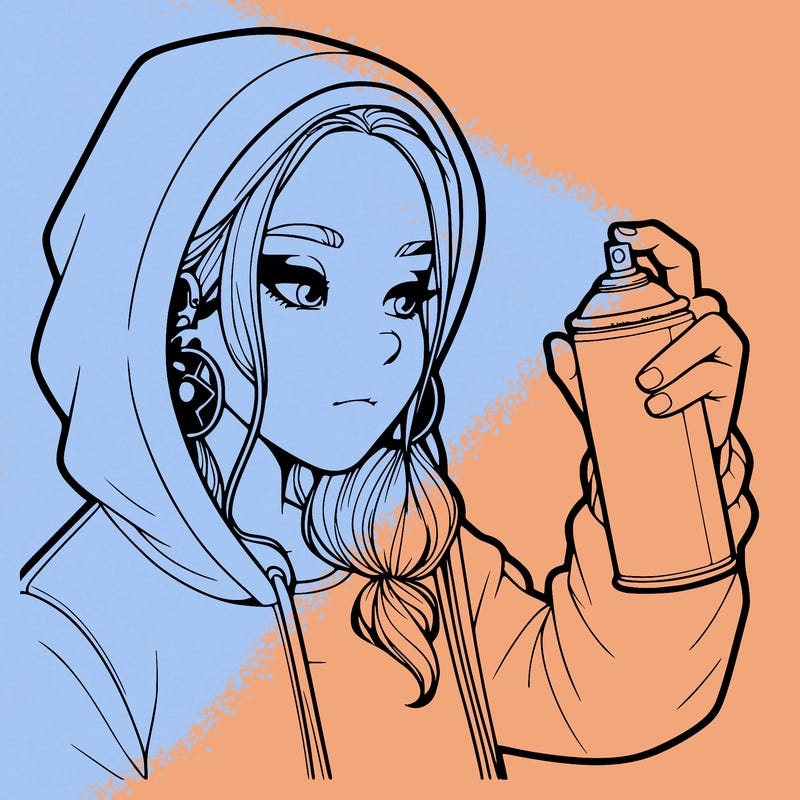 a realistic girl, spray painting