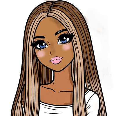 realistic girl with straight and long hair