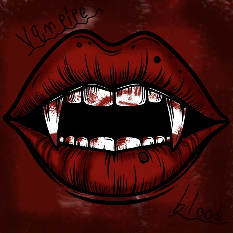 lips with vampire teeth