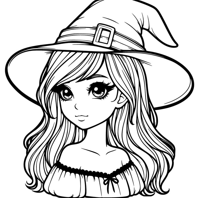 realistic girl with a witch hat