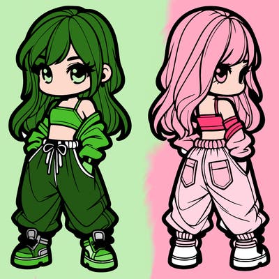 girl in crop top and baggy pants