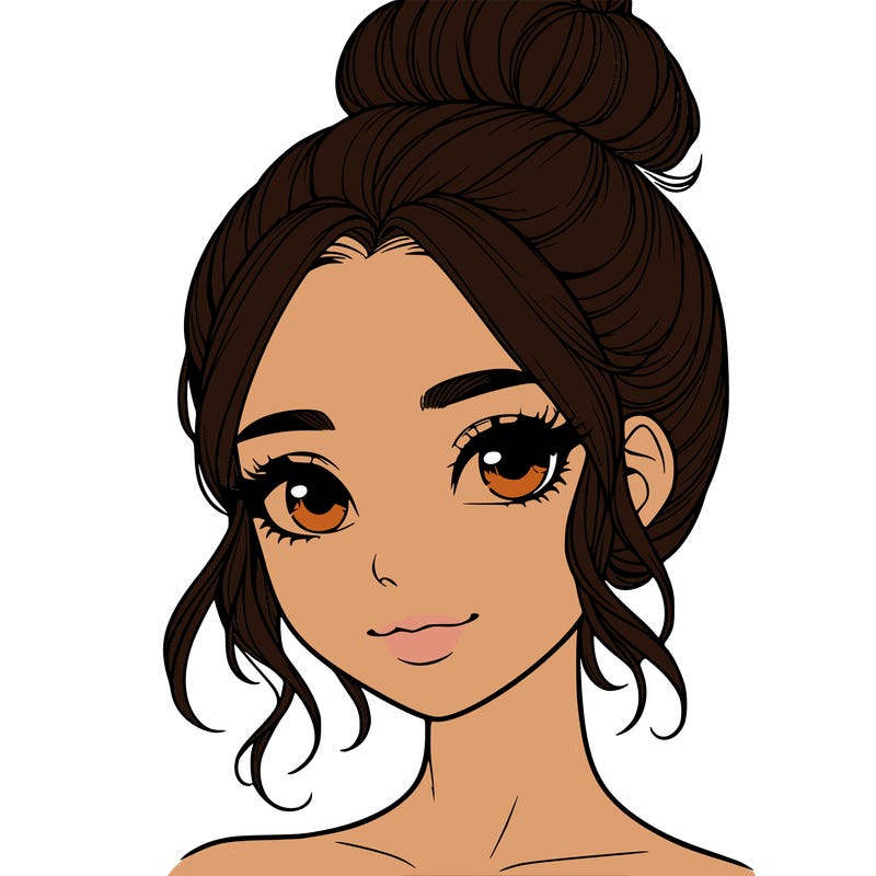 realistic pretty girl with hair in bun