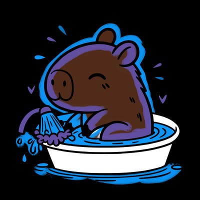 capybara taking a bath