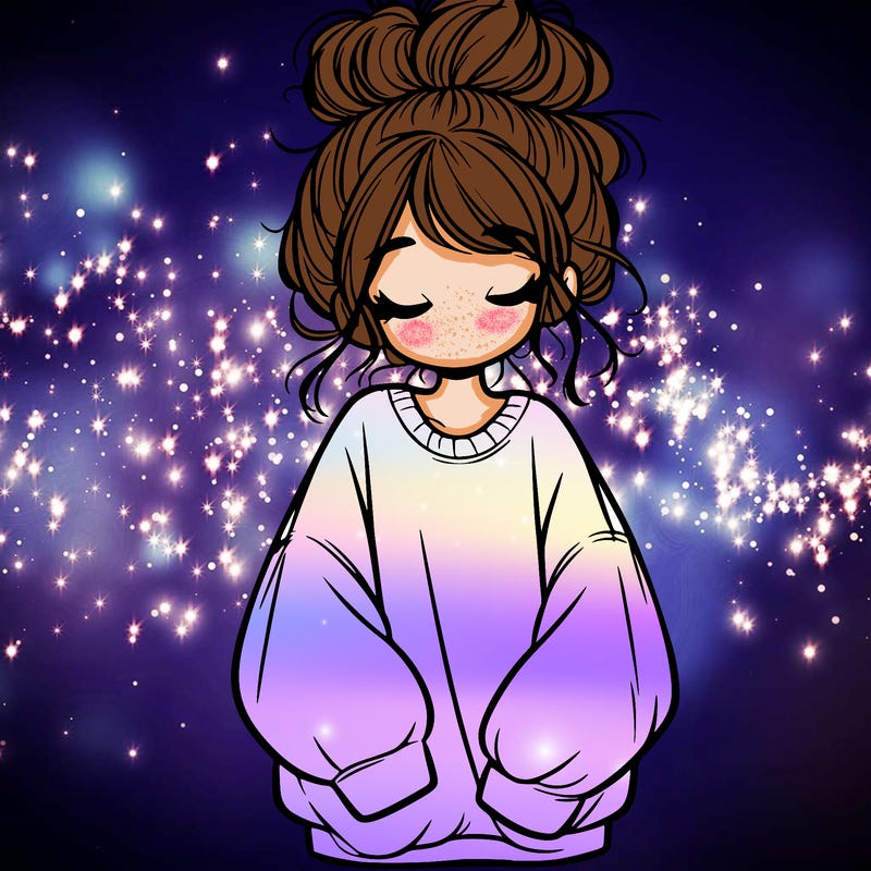 girl with baggy sweatshirt and messy bun