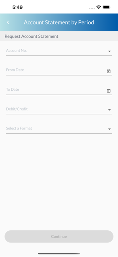 MCB Sri Lanka Mobile Banking - MCBスリランカ モバイルバンキングの口座明細書リクエスト画面