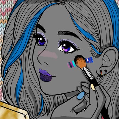 a realistic girl doing her makeup