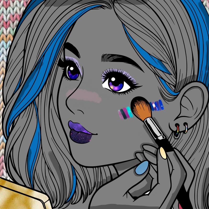 a realistic girl doing her makeup