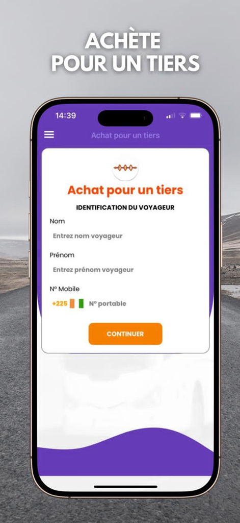 UTB Ticket - UTB Ticket app interface for purchasing a bus ticket for a third party with traveler identification fields