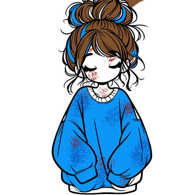 girl with baggy sweatshirt and messy bun