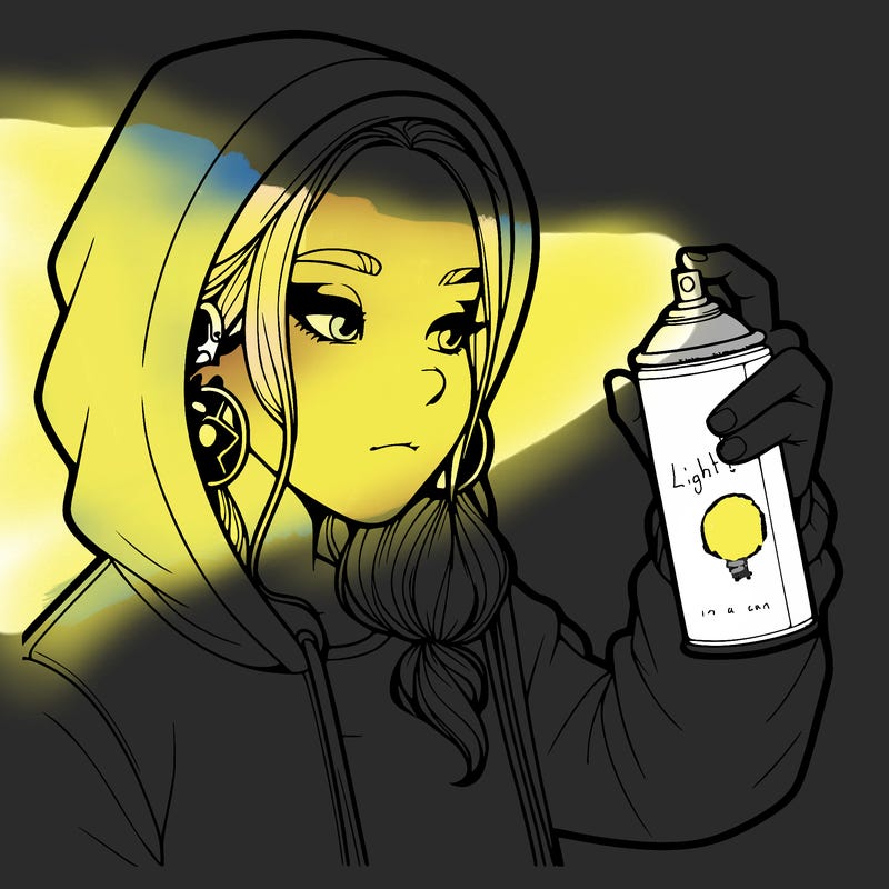 a realistic girl, spray painting