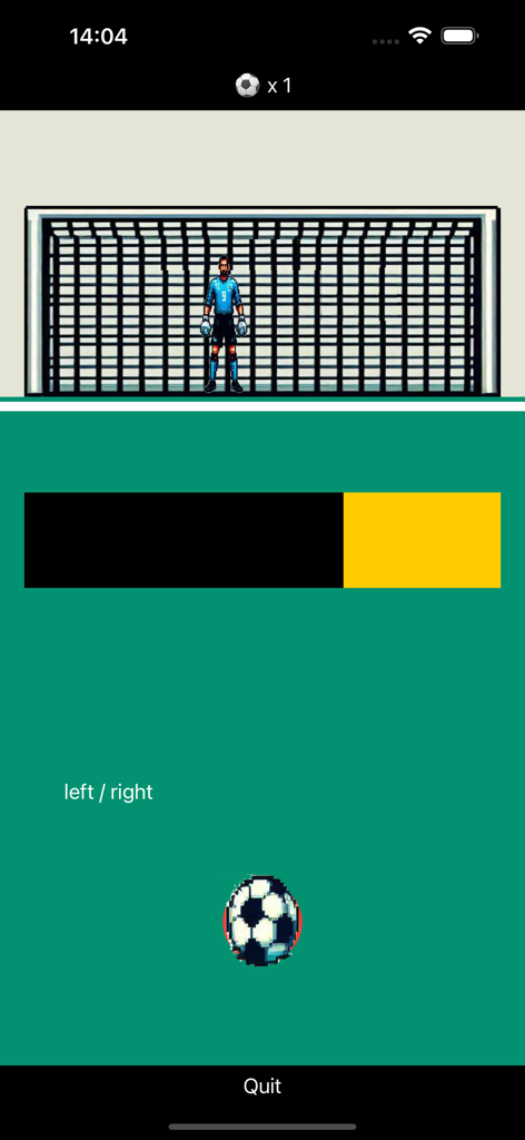 Football Goal Keeper Fantastic - Pixel art soccer penalty shootout gameplay with a goalkeeper and goal