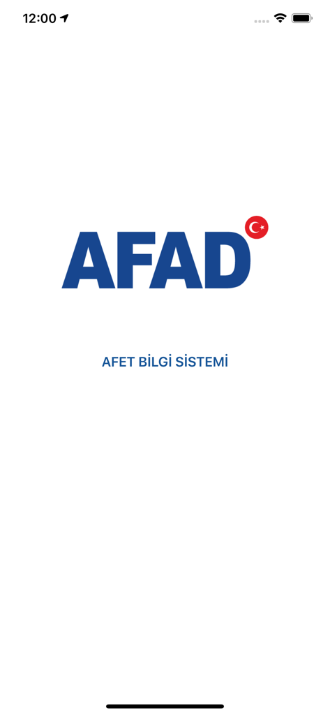 eAfad - eAfad mobile app splash screen featuring the AFAD logo and Turkish text for Disaster Information System
