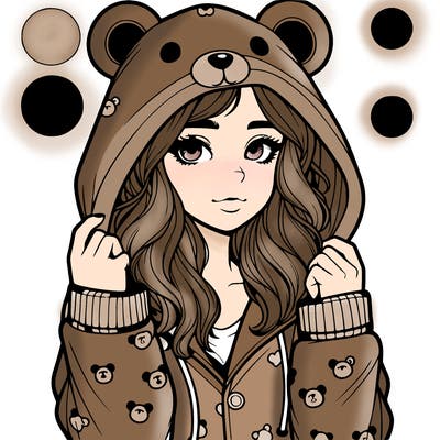 realistic girl in a animal pjs hoodie