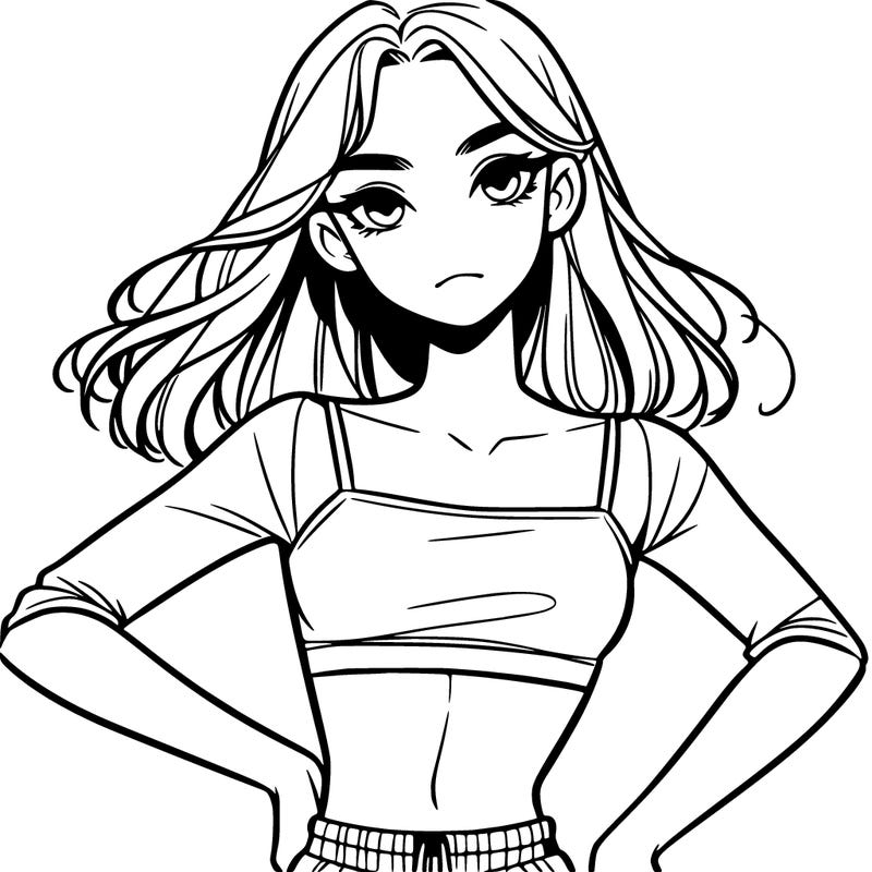 realistic girl with crop top