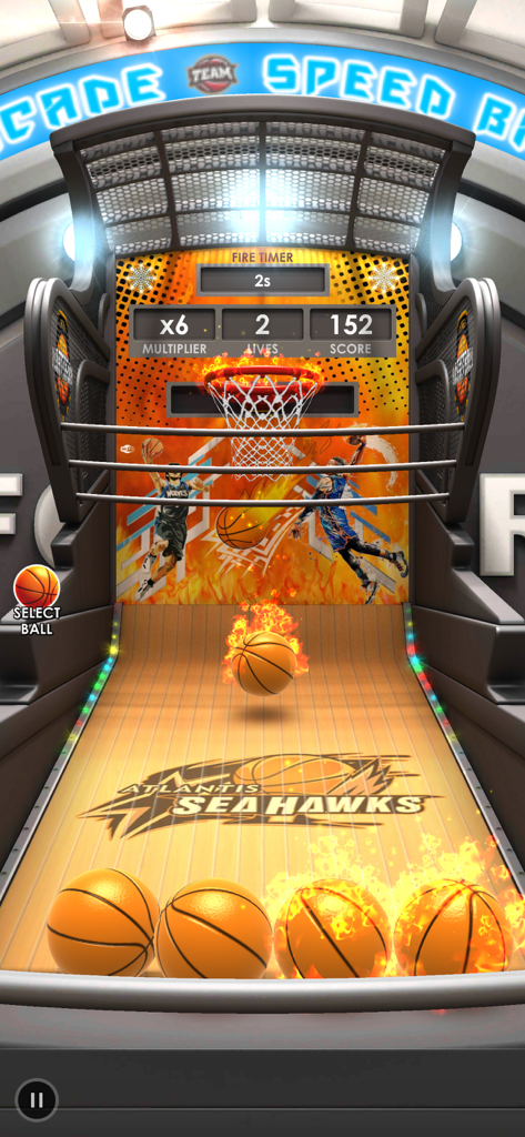 Basketball Flick 3D - Arcade basketball gameplay in Basketball Flick 3D with a flaming ball and score multiplier