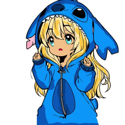 anime girl in a stitch onsie