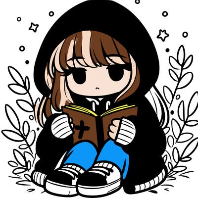 girl in oversized hoodie reading a book