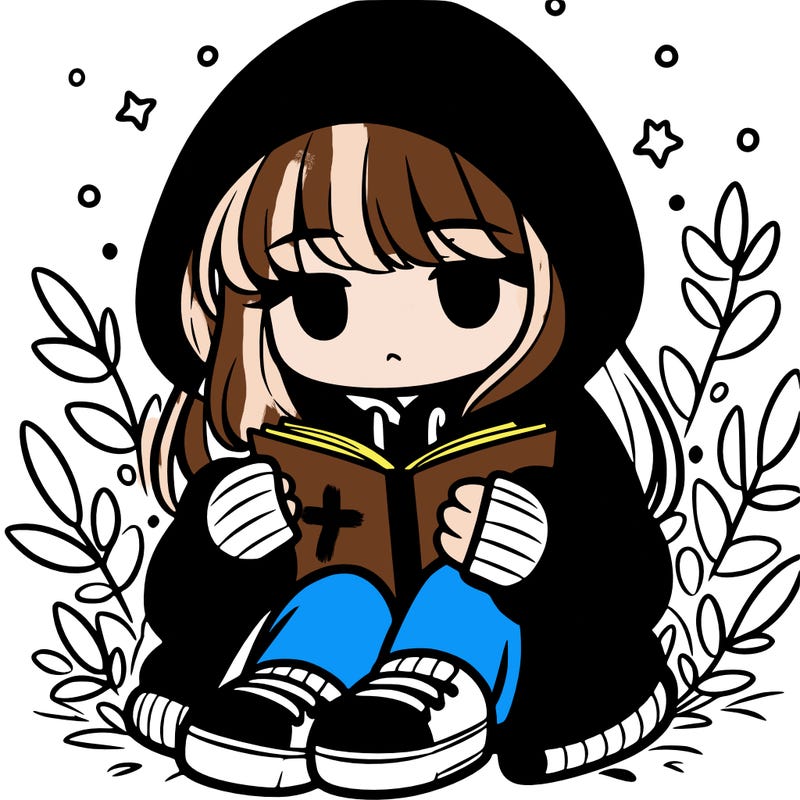 girl in oversized hoodie reading a book